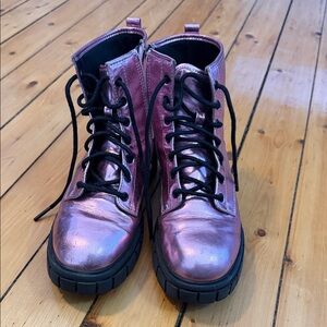Metallic Pink Combat Boots